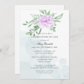 Rustikale Lila Rose Verlasse Lebensfeiern Einladung (Vorne/Hinten)