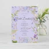 Rustikale Lila Sage Wildblume Bridal Mittagessen Einladung (Stehend Vorderseite)