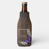 Rustikale Lila Schmetterlingsflasche Personalisier Flaschenkühler (Flaschenvorderseite)