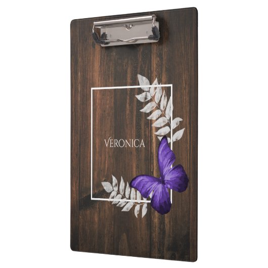 Rustikale Lila Schmetterlingswand Klemmbrett (Links)