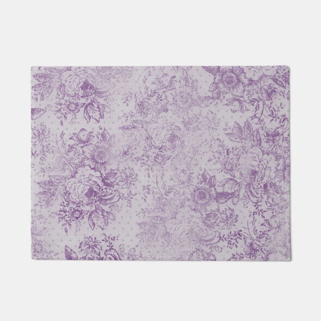 rustikale lila, Shabby Chic, blasse Lavendelfloral Fußmatte (Vorderseite)