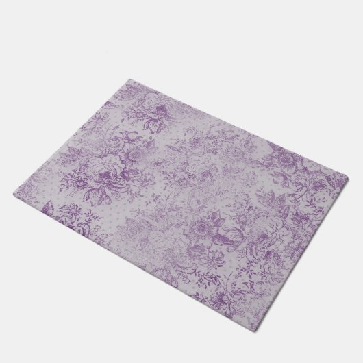 rustikale lila, Shabby Chic, blasse Lavendelfloral Fußmatte (Schrägansicht)