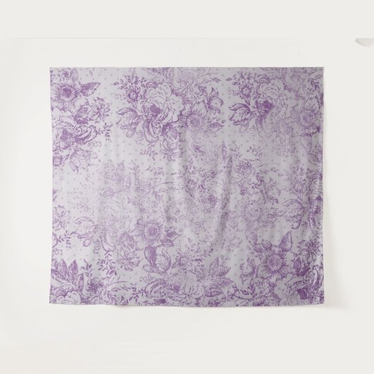rustikale lila, Shabby Chic, blasse Lavendelfloral Wandteppich (Vorderseite (Horizontal))