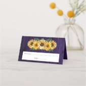 Rustikale Lila Sonnenblume Empfang Platzkarte (Vorderseite)