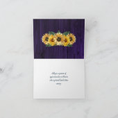 Rustikale Lila Sonnenblume Hochzeit Danke (Innenseite)