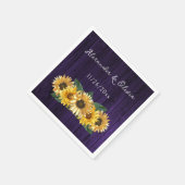 Rustikale Lila Sonnenblume Hochzeit Napkins Serviette (Ecke)