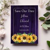 Rustikale Lila Sonnenblume Save the Date Ankündigung