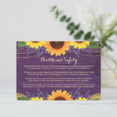 Rustikale Lila Sonnenblumen Hochzeit Gesundheit un Begleitkarte (Stehend Vorderseite)