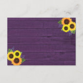 Rustikale Lila Sonnenblumen Hochzeit Gesundheit un Begleitkarte (Rückseite)