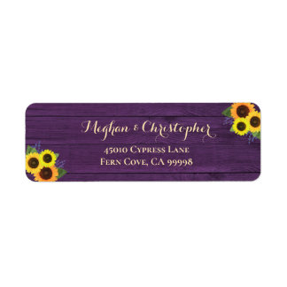 Rustikale Lila Sonnenblumen Hochzeit Rücksendeadre