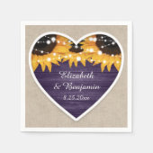 Rustikale Lila Sonnenblumenhochzeit Serviette (Vorderseite)