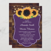 Rustikale Lila Sonnenblumenkirche Hochzeit Einladung (Vorne/Hinten)