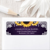 Rustikale Lila Spitzen Sonnenblumen Rücksendeadres (Insitu)