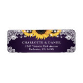 Rustikale Lila Spitzen Sonnenblumen Rücksendeadres (Vorne)