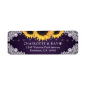 Rustikale Lila Spitzen Sonnenblumen Rücksendeadres (Vorne)