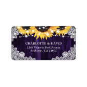 Rustikale Lila Spitzen-Sonnenblumenadressen Adressaufkleber (Vorne)