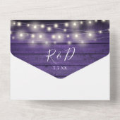 Rustikale Lila String Lights Floral QR Code Hochze All In One Einladung (Rückseite)