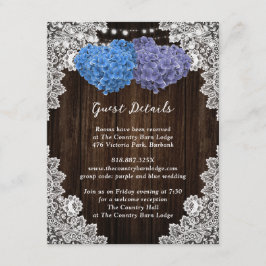 Rustikale Lila und blaue florale Verschlusskarte Begleitkarte