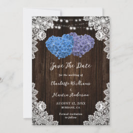 Rustikale Lila und blaue Hochzeit Save The Date