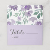 Rustikale Lila und blumengeschmückte Hochzeitssitz Platzkarte (Außenseite Aufgefaltet)