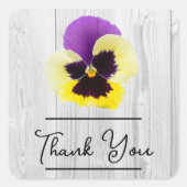 Rustikale Lila und gelbe Pansy Danke, Aufkleber (Vorderseite)