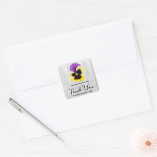 Rustikale Lila und gelbe Pansy Danke, Aufkleber