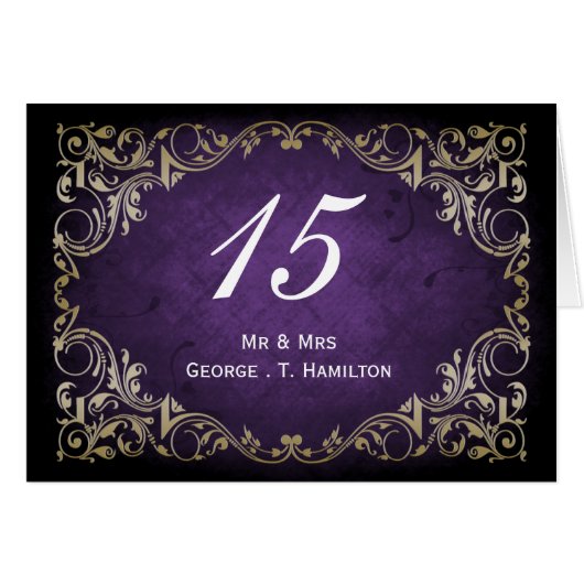 Rustikale Lila- und Goldhochzeit mit Ornamenten (Vorderseite (Horizontal))