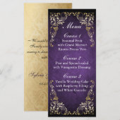 Rustikale Lila- und Goldhochzeit mit Ornamenten Menükarte (Vorne/Hinten)