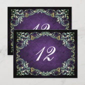 Rustikale Lila- und Goldhochzeit mit Ornamenten Postkarte (Vorne/Hinten)