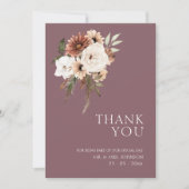 Rustikale Lila und Pfirsichblütenhochzeit Dankeskarte (Vorderseite)