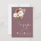 Rustikale Lila und Pfirsichblütenhochzeit RSVP Karte (Vorderseite)