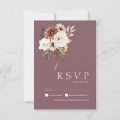 Rustikale Lila und Pfirsichblütenhochzeit RSVP Karte (Vorderseite)