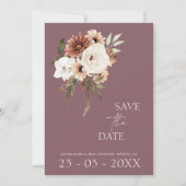 Rustikale Lila und Pfirsichblütenhochzeit Save The Date (Vorderseite)
