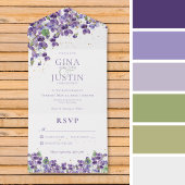 Rustikale Lila Violets All In One Einladung