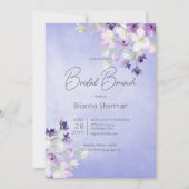 Rustikale Lila Wasserfarbe Blumenbraun Brunch Einladung (Vorderseite)