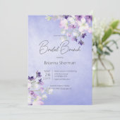 Rustikale Lila Wasserfarbe Blumenbraun Brunch Einladung (Stehend Vorderseite)