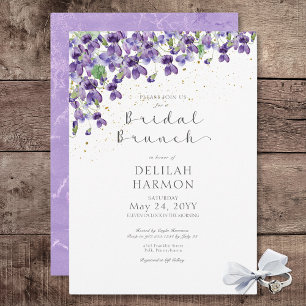 Rustikale Lila Wasserfarben Violets Bridal Brunch Einladung