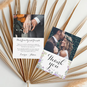 Rustikale Lila Wasserfarbenblütenhochzeit Vielen D Dankeskarte