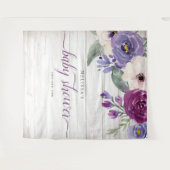 Rustikale Lila Watercolor Floral Girl Babydusche Wandteppich (Vorderseite (Horizontal))