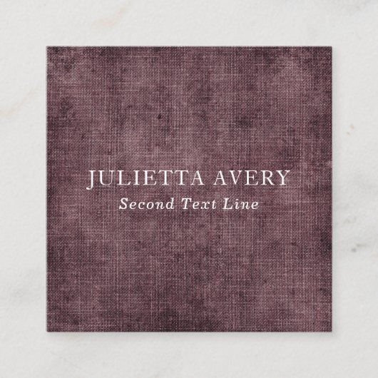 Rustikale Lila Weine Textur Beruflich Quadratische Visitenkarte (Vorderseite)
