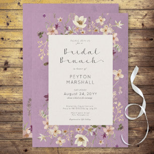 Rustikale Lila Wildblume Bridal Brunch Einladung