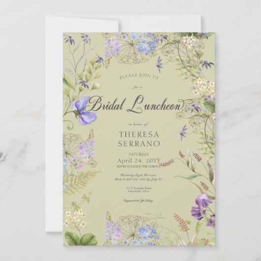 Rustikale Lila Wildblume Einladung (Vorderseite)