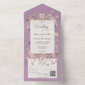Rustikale Lila Wildblume Frame QR Code All In One Einladung (Innen Boden)