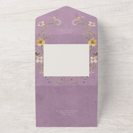 Rustikale Lila Wildblume Rahmen Kein Abendessen All In One Einladung (Außenbereich)