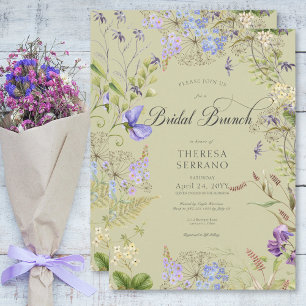 Rustikale Lila Wildblume Sage Bridal Brunch Einladung