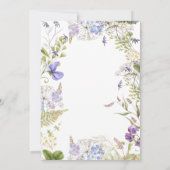 Rustikale Lila Wildblume Weißer Bridal Mittagessen Einladung (Rückseite)