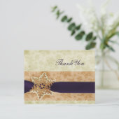 rustikale lila Winterhochzeit Danke Postkarte (Stehend Vorderseite)