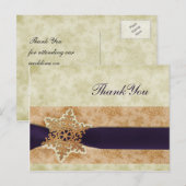 rustikale lila Winterhochzeit Danke Postkarte (Vorne/Hinten)