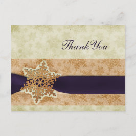 rustikale lila Winterhochzeit Danke Postkarte