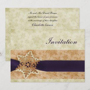 rustikale lila Winterhochzeit Einladungskarten